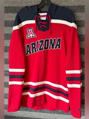 Champion Arizona Wildcats NCAA Lace-Up Hoodie Sweatshirt Menโs Large EUC